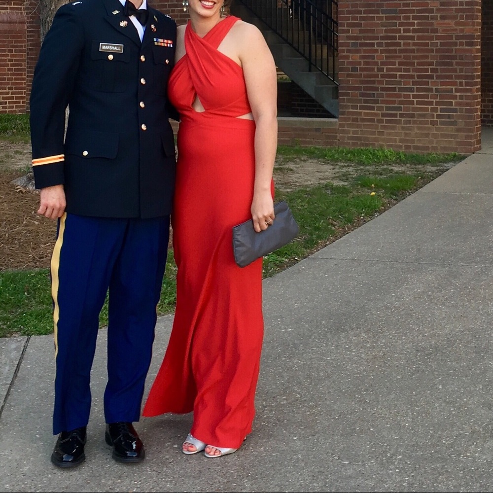Red floor length gown
